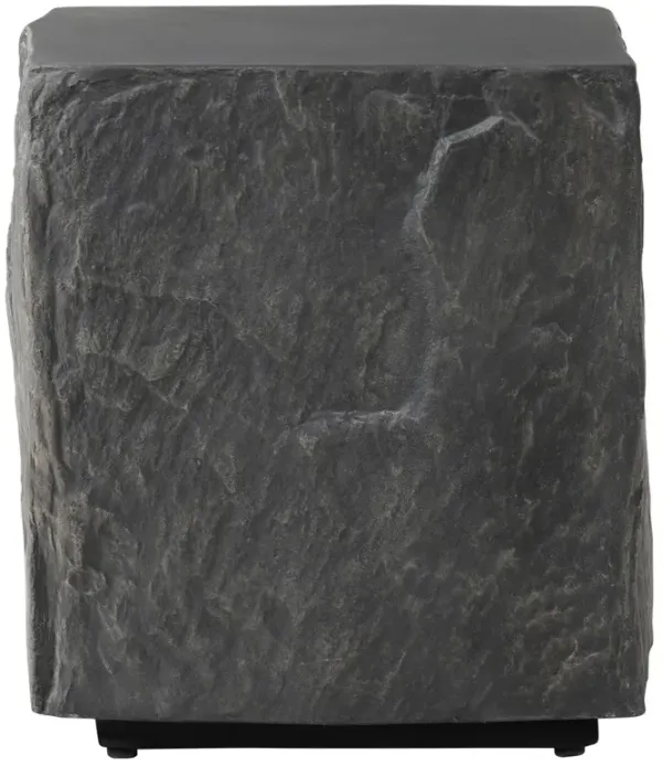 Lucius Modern Classic Black Concrete Textured Square Block End Table