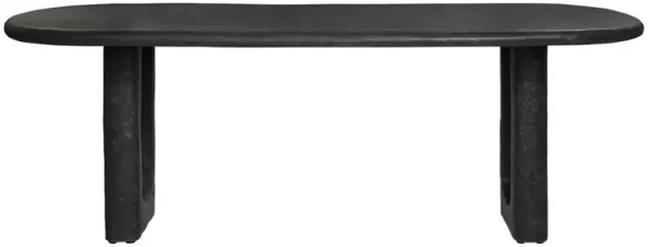 Obito Modern Classic Black Concrete Oval Outdoor Dining Table - 84"