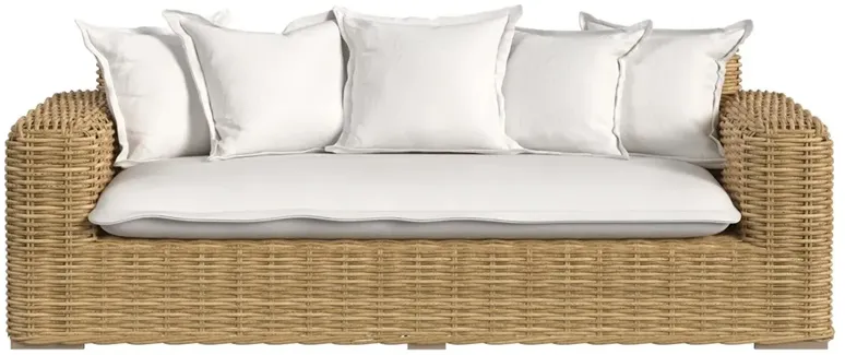 Astra Coastal Beach Soothe Pearl Sunbrella Woven Wicker Outdoor Sofa - 82"