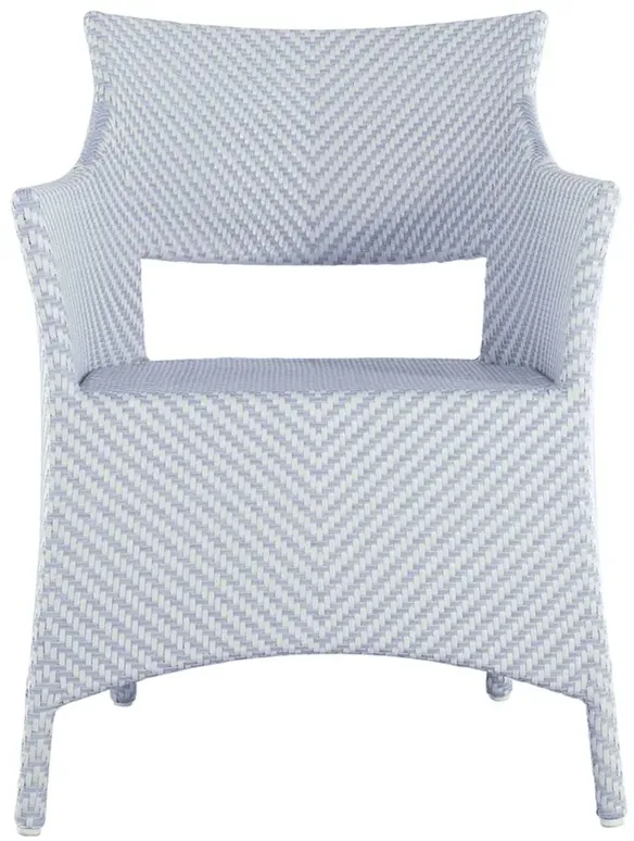 Bari Coastal Beach Blue Wicker Chevron Outdoor Arm Chair