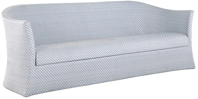 Bari Coastal Beach Blue Wicker Chevron Outdoor Sofa - 84"