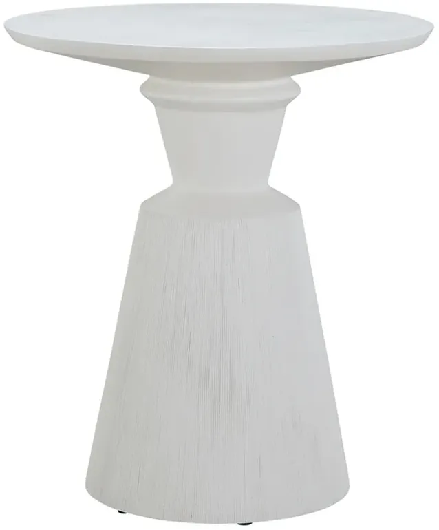 Fisher Updated Traditional White Stone Round Outdoor Counter Table - 32"