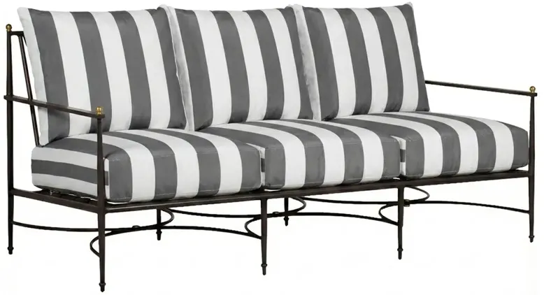 Roma Grey Striped Sunbrella Slate Grey Aluminum Outdoor Sofa - 77"