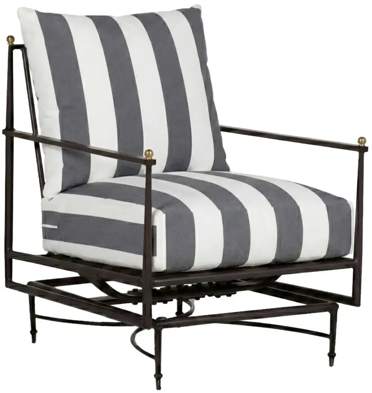 Roma Grey Striped Sunbrella Slate Grey Aluminum Outdoor Spring Lounge Chair