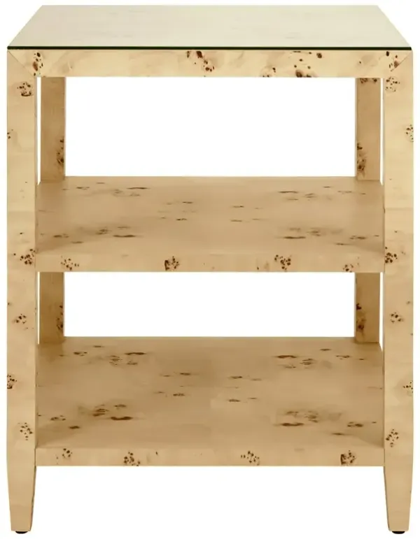 Worlds Away Amie Modern Classic Brown Burl Square Side Table