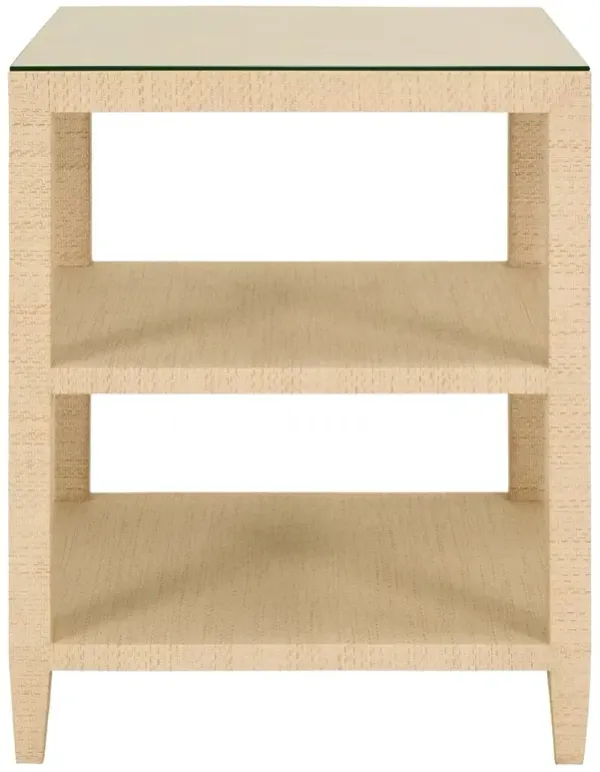 Worlds Away Amie Modern Classic Natural Grasscloth Square Side Table