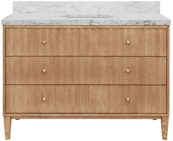 Worlds Away Odin Modern Classic White Marble Cerused Oak Bath Vanity Sink - 48"