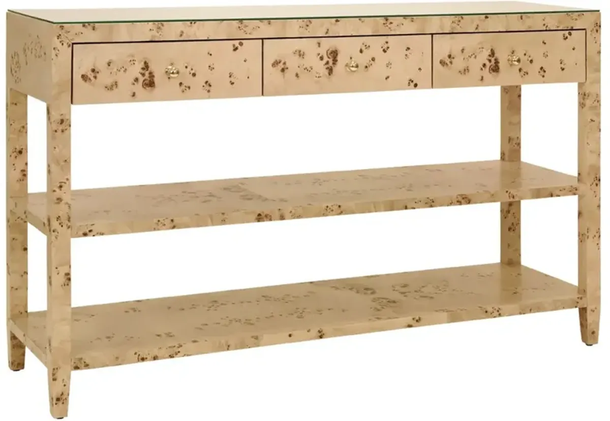 Worlds Away Briar Modern Classic Brown Burl Console Table