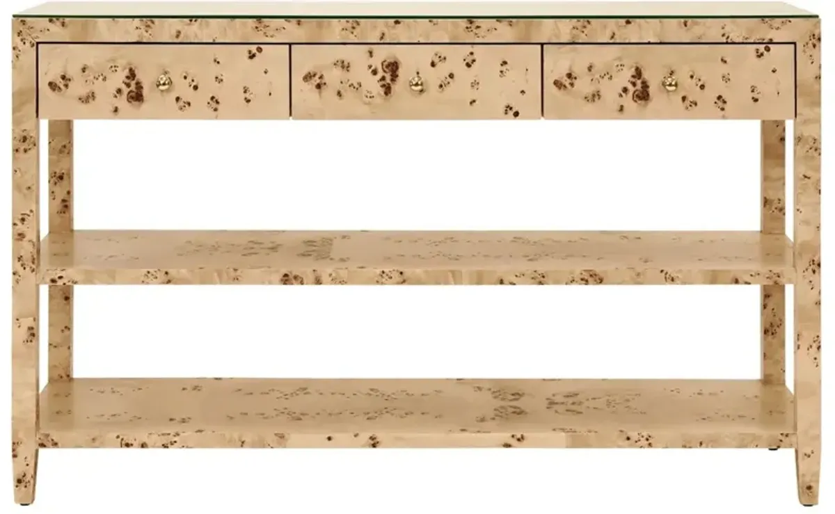 Worlds Away Briar Modern Classic Brown Burl Console Table