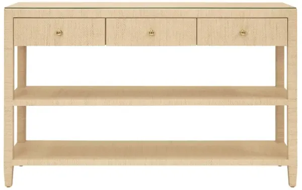 Worlds Away Briar Modern Classic Natural Grasscloth Console Table