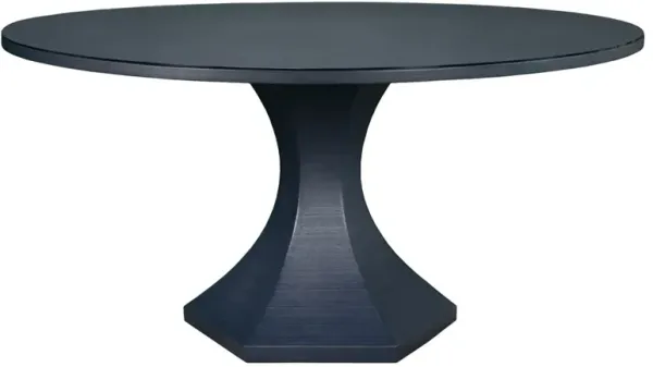Worlds Away Bryce Modern Classic Navy Linen Wood Dining Table
