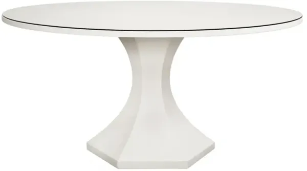 Worlds Away Bryce Modern Classic White Linen Wood Dining Table