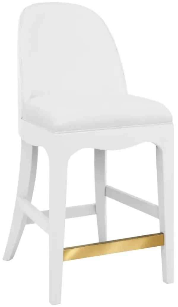 Worlds Away Sadie White Performance Textured Linen Counter Stool