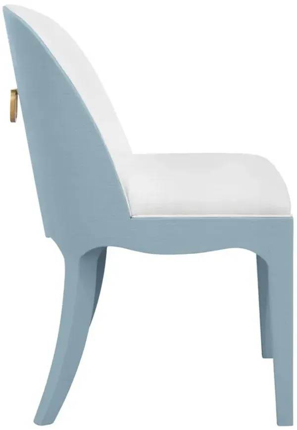 Worlds Away Sadie White Performance Light Blue Textured Linen Dining Chair