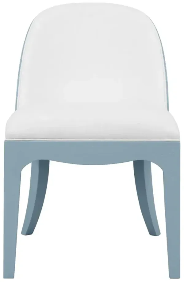 Worlds Away Sadie White Performance Light Blue Textured Linen Dining Chair