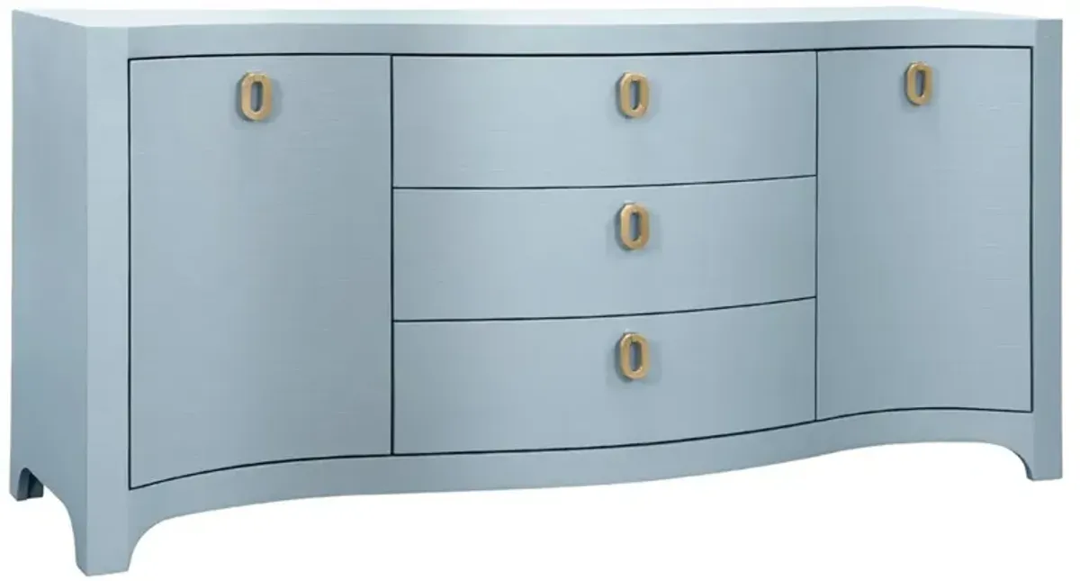 Worlds Away Paulina Modern Classic Light Blue Textured Linen Buffet