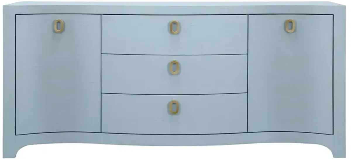 Worlds Away Paulina Modern Classic Light Blue Textured Linen Buffet