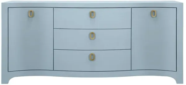 Worlds Away Paulina Modern Classic Light Blue Textured Linen Buffet
