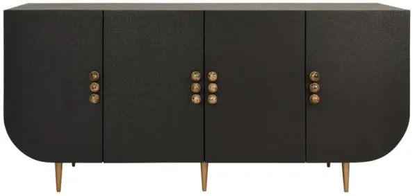 Worlds Away Deluca Modern Classic Black Grasscloth Buffet