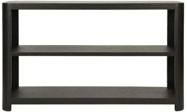 Worlds Away Emery Modern Classic Black Grasscloth Console Table