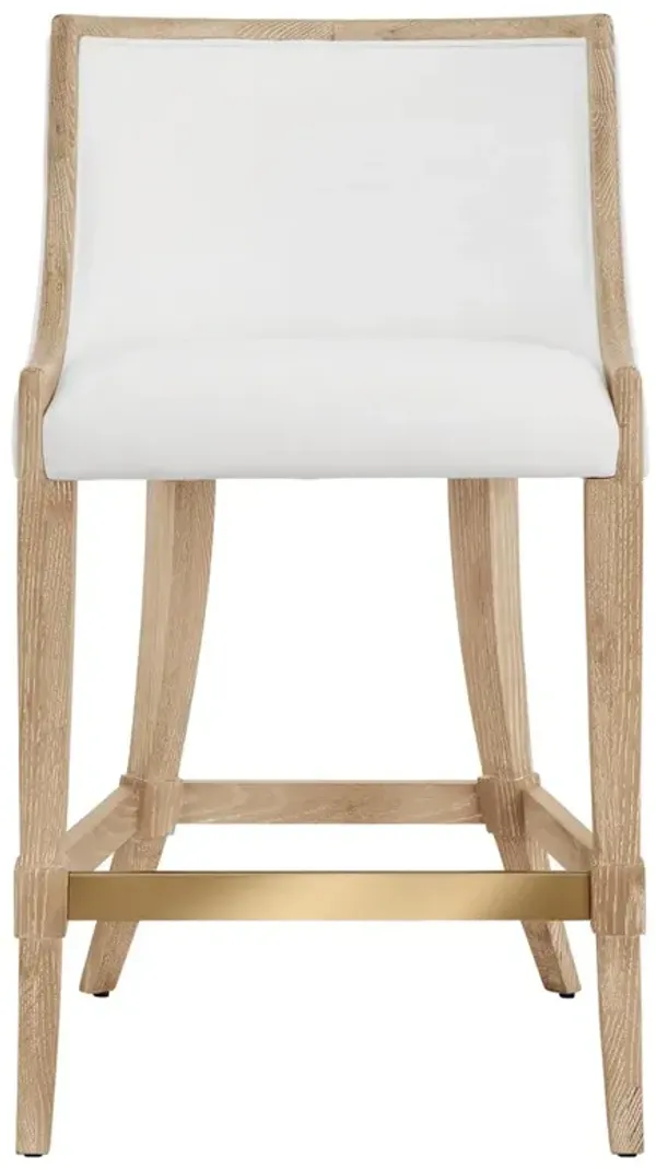 Worlds Away Keaton Modern Classic White Performance Brown Oak Counter Stool