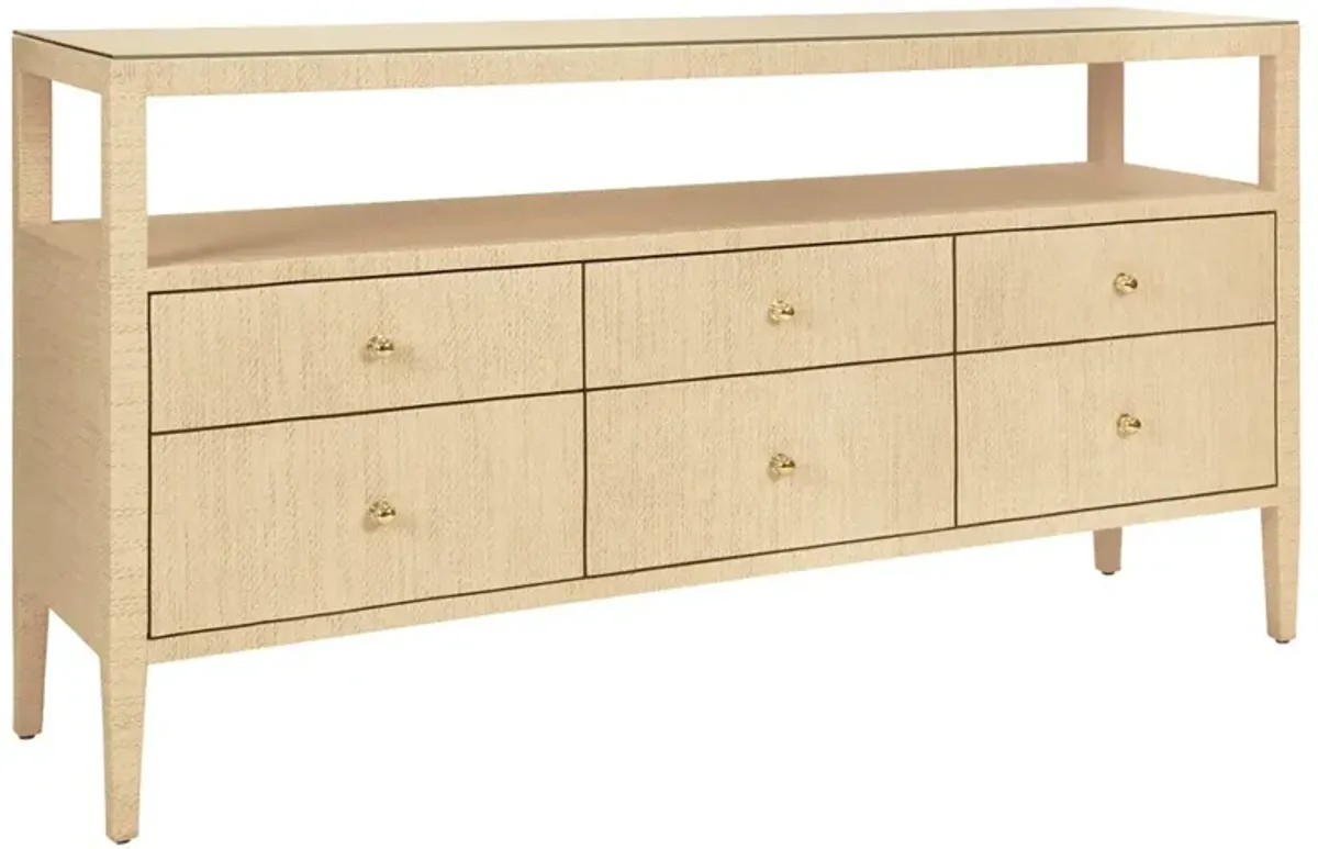 Worlds Away Jordan Modern Classic Natural Grasscloth Console Table
