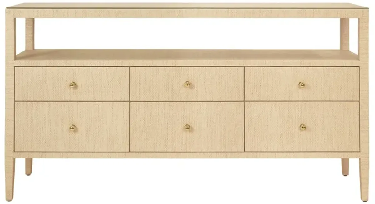 Worlds Away Jordan Modern Classic Natural Grasscloth Console Table