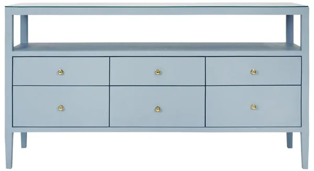 Worlds Away Jordan Modern Classic Light Blue Textured Linen Console Table