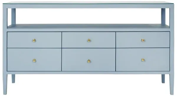 Worlds Away Jordan Modern Classic Light Blue Textured Linen Console Table