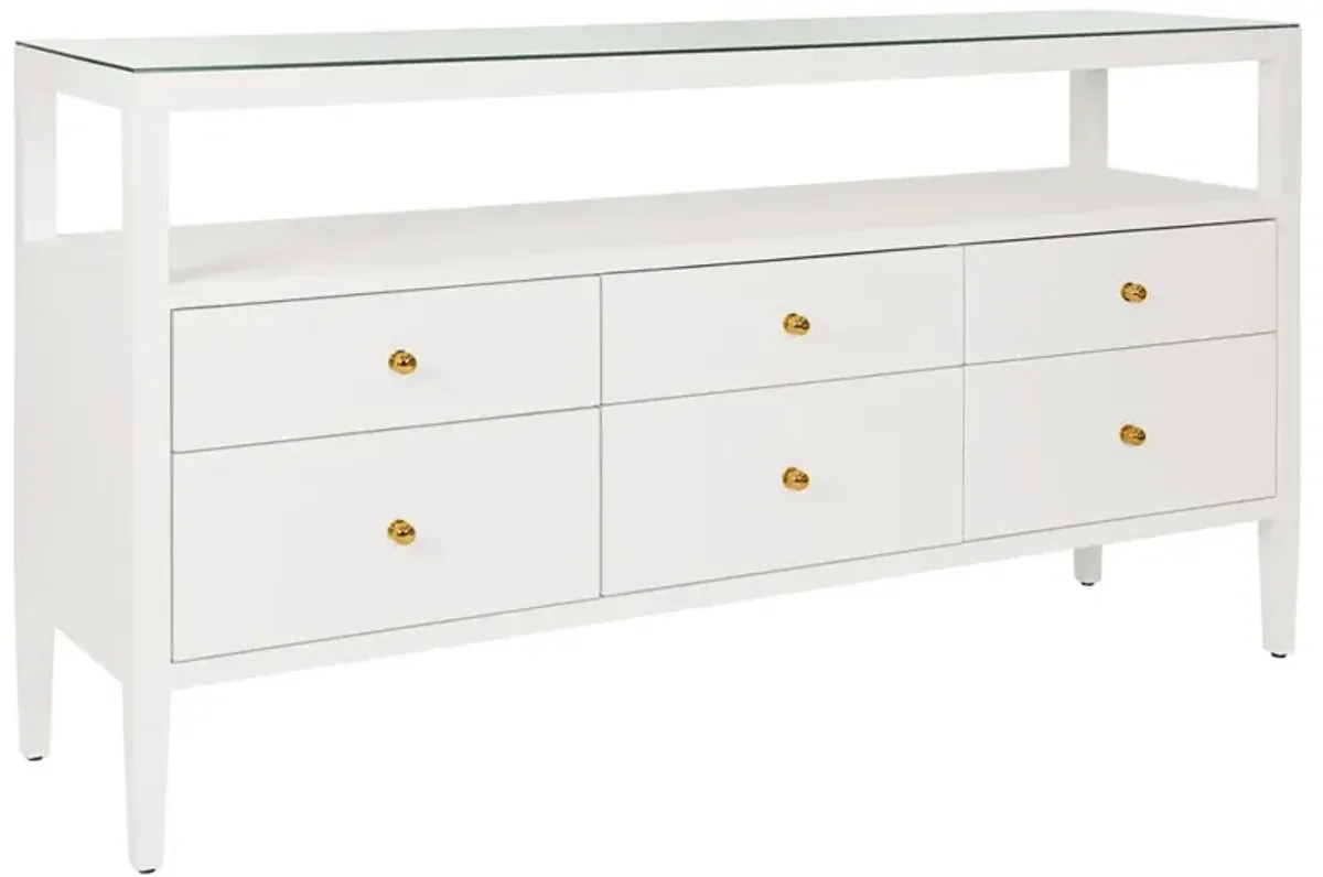 Worlds Away Jordan Modern Classic White Textured Linen Console Table