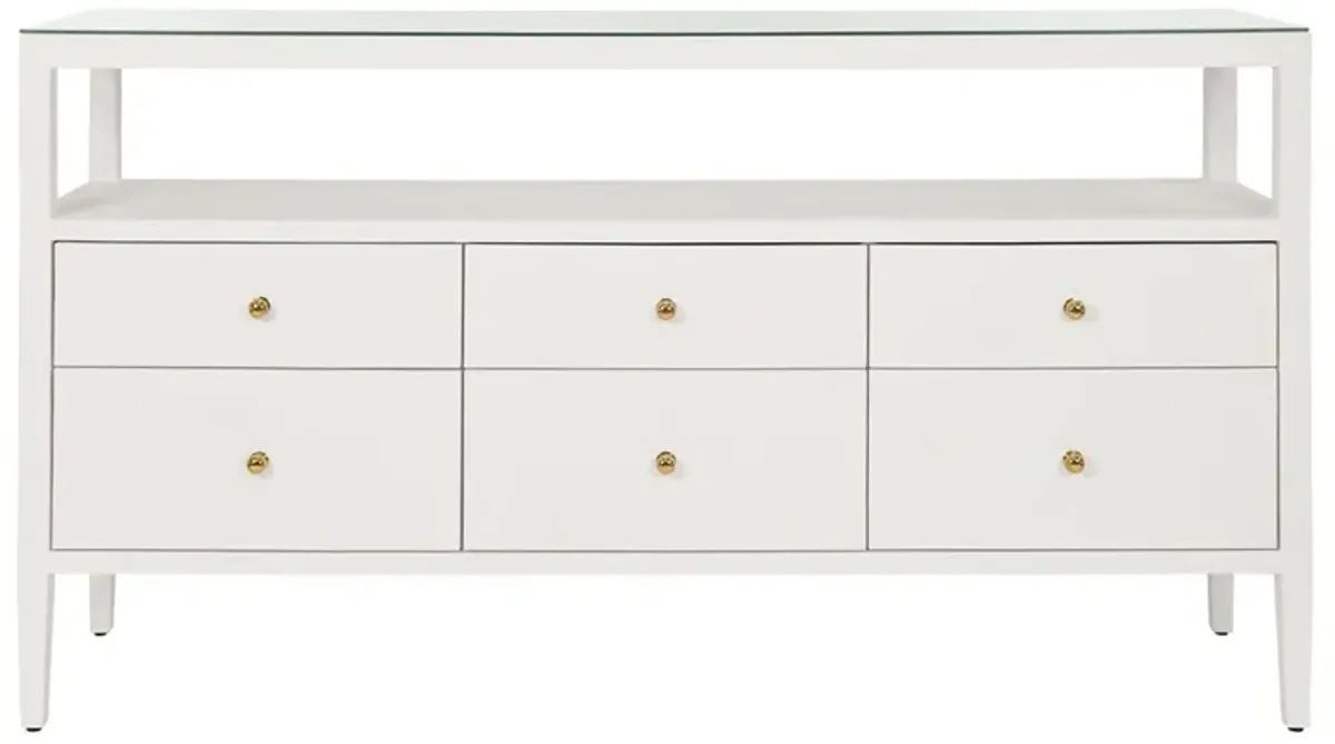 Worlds Away Jordan Modern Classic White Textured Linen Console Table