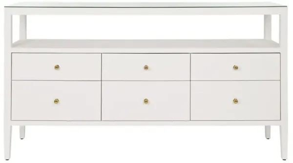 Worlds Away Jordan Modern Classic White Textured Linen Console Table