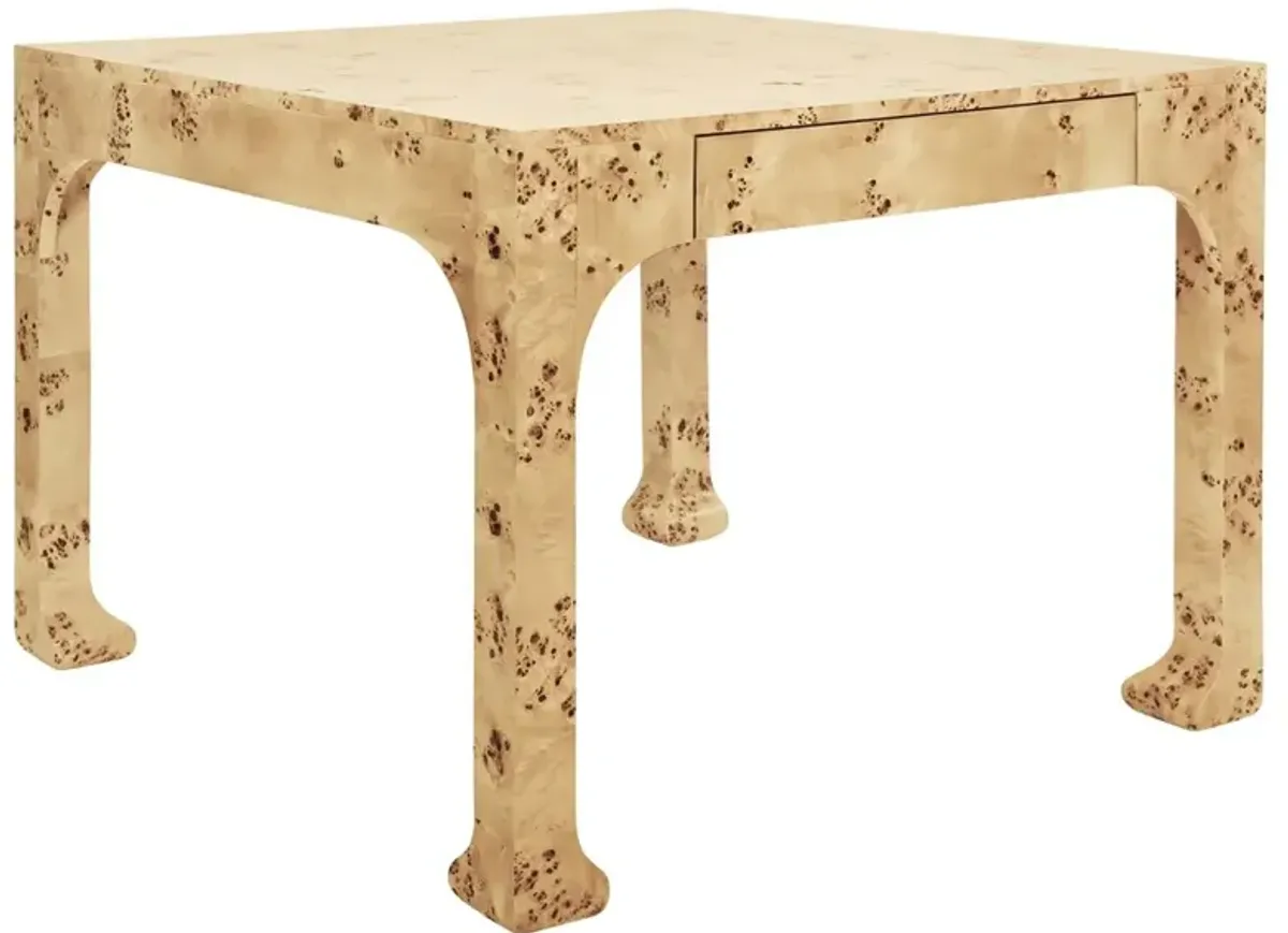 Worlds Away Kerry Modern Classic Brown Burl Game Table