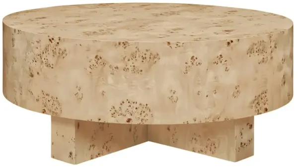 Worlds Away Oslo Modern Classic Brown Oak Round Drum Coffee Table