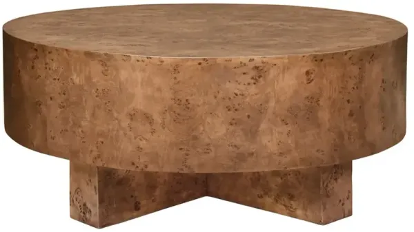 Worlds Away Oslo Modern Classic Dark Brown Oak Round Drum Coffee Table