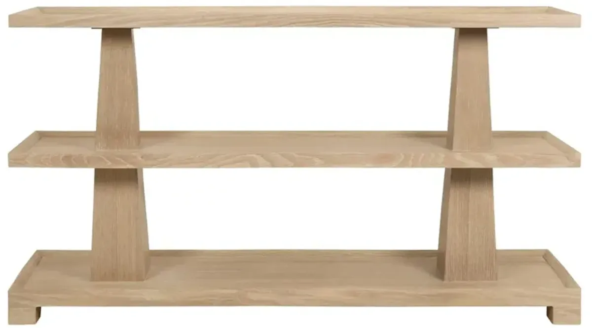 Worlds Away Lowen Modern Classic Natural Oak Console Table