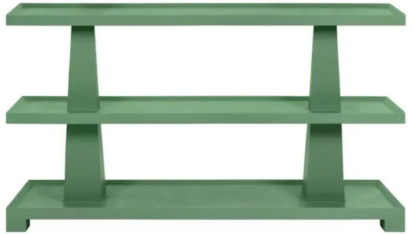 Worlds Away Lowen Modern Classic Green Textured Linen Console Table