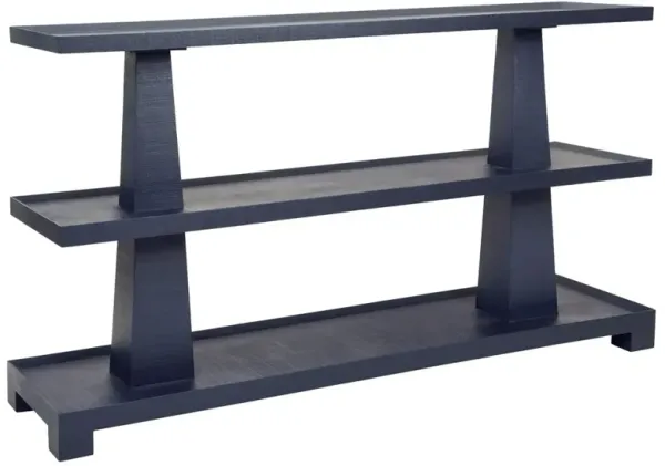 Worlds Away Lowen Modern Classic Navy Blue Textured Linen Console Table