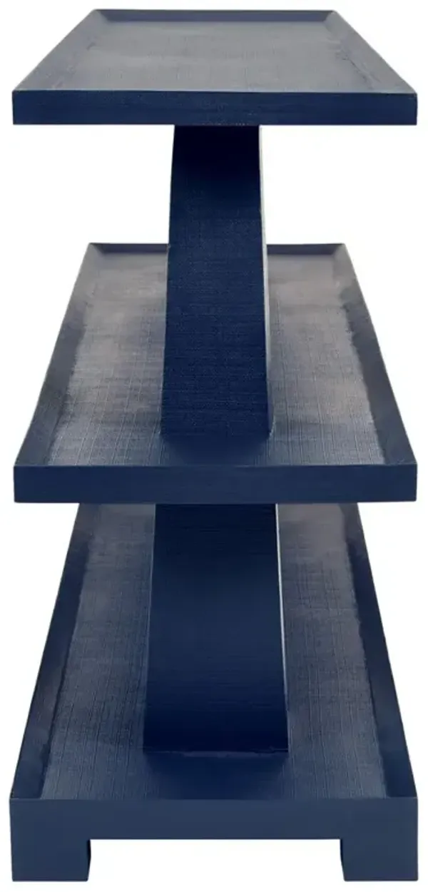 Worlds Away Lowen Modern Classic Navy Blue Textured Linen Console Table