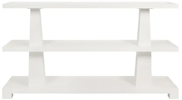 Worlds Away Lowen Modern Classic White Textured Linen Console Table