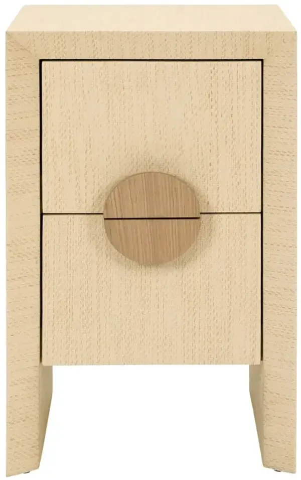 Worlds Away Parker Modern Classic Natural Grasscloth Oak Side Table