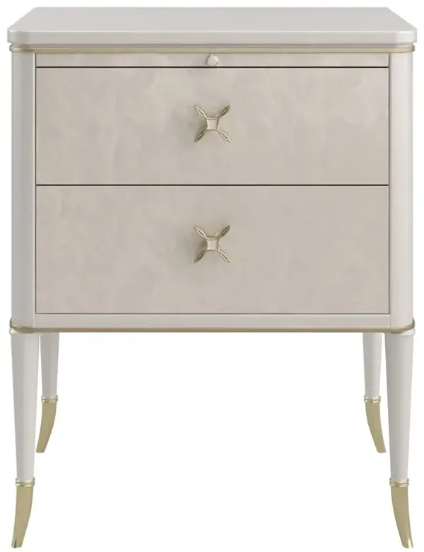 Florynn Modern Classic Silver Burl Wood Nightstand