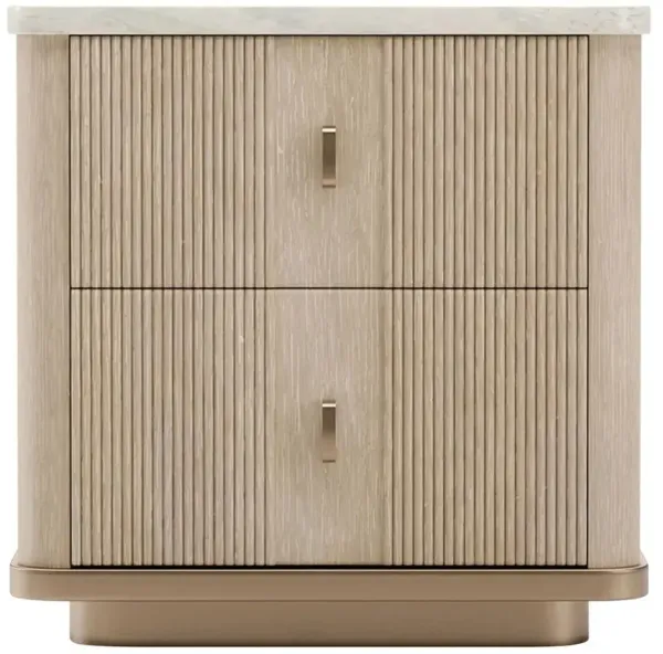 Adalyn Modern Classic Travertine Beige Oak Nightstand - 25"