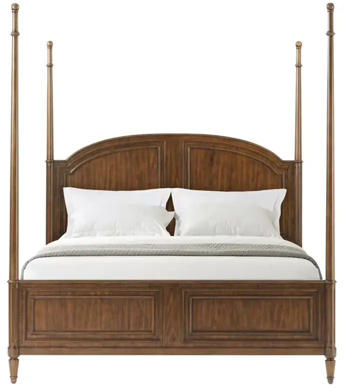 Gemma Updated Traditional Brown Walnut Wood Four Poster Bed - Cal King