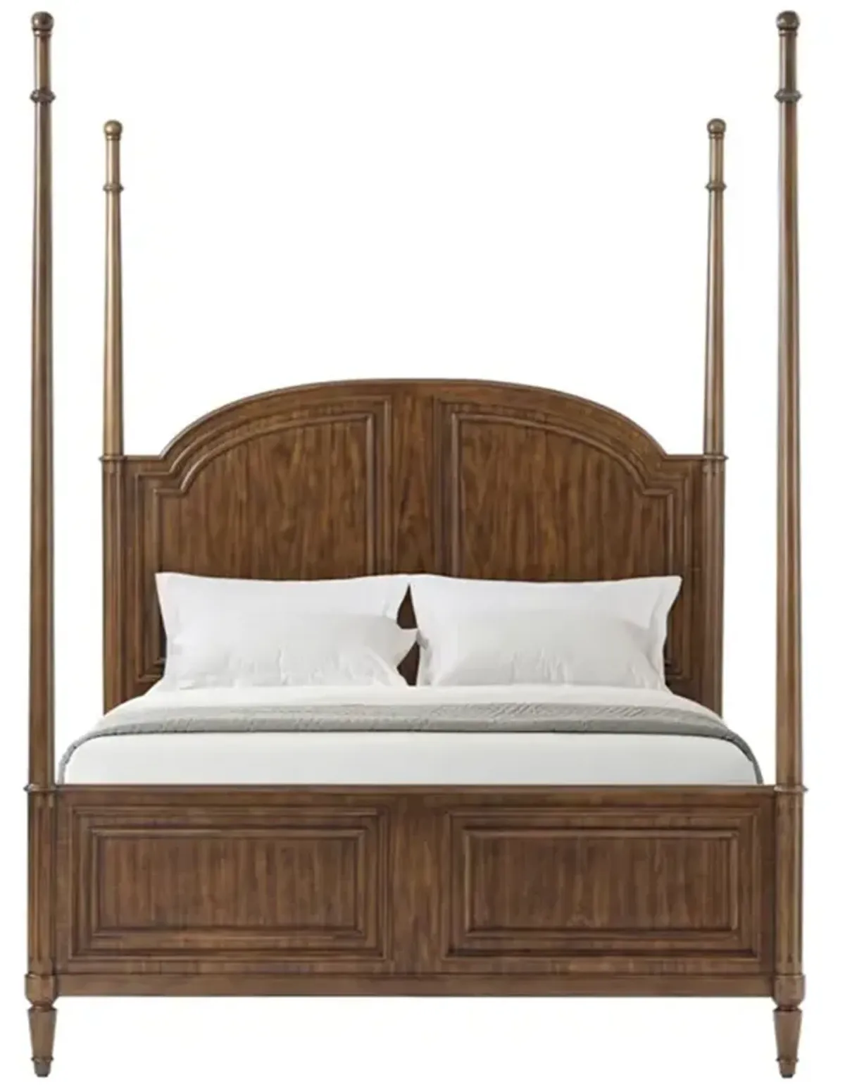Gemma Updated Traditional Brown Walnut Wood Four Poster Bed - Queen