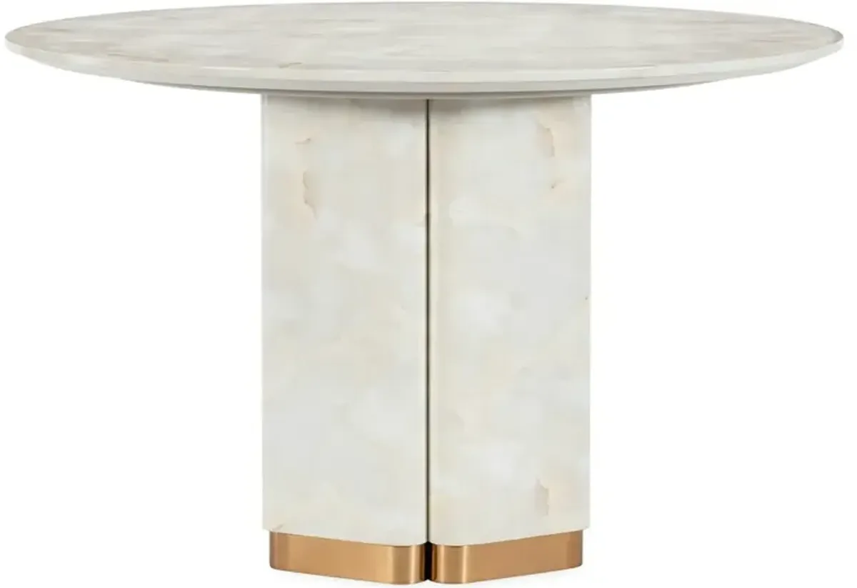 Elaris Modern Classic Cream Faux Onyx Round Pedestal Dining Table - 48"