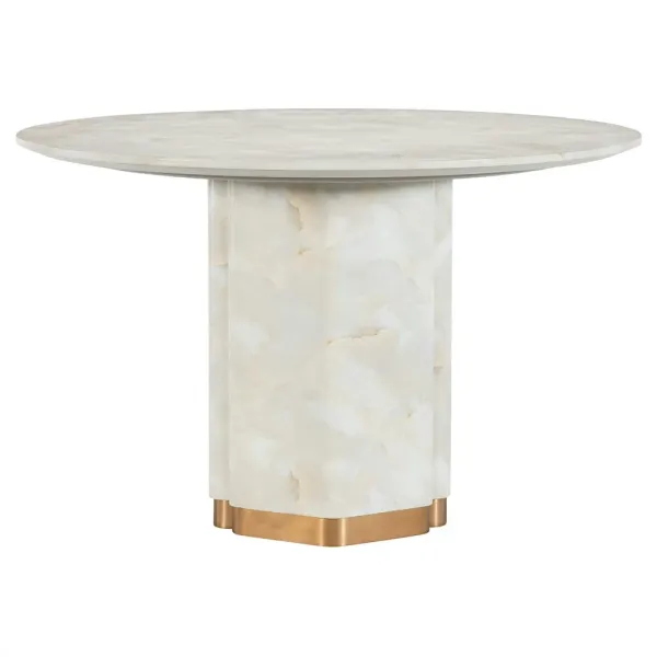 Elaris Modern Classic Cream Faux Onyx Round Pedestal Dining Table - 48"