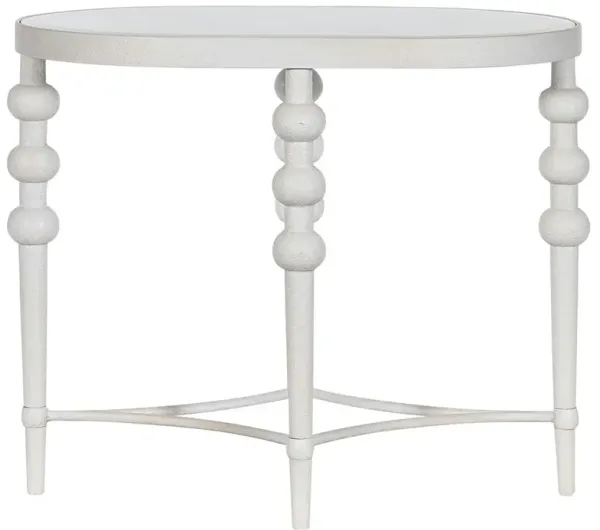 Marivelle Updated Traditional White Metal Oval Side Table