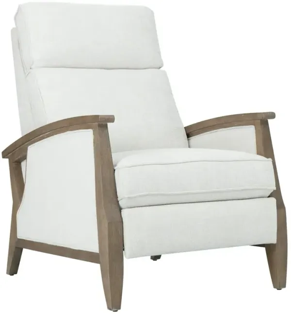 Aevora Modern Classic White Upholstered Brown Wood Power Recliner Chair