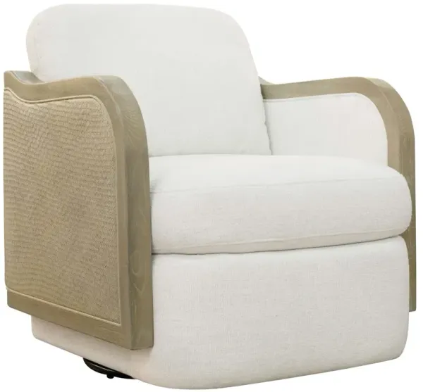 Velinthia Coastal Beach White Performance Brown Rattan Swivel Chair